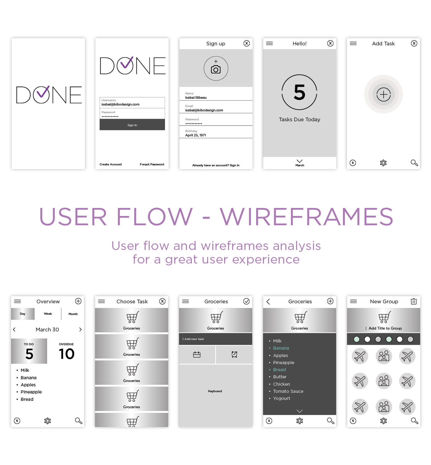 done wireframes